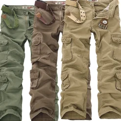 Men's Cargo Pants Cargo Trousers Combat Trousers Trousers Multi Pocket Plain Full Length Casual Black khaki Micro-elastic
