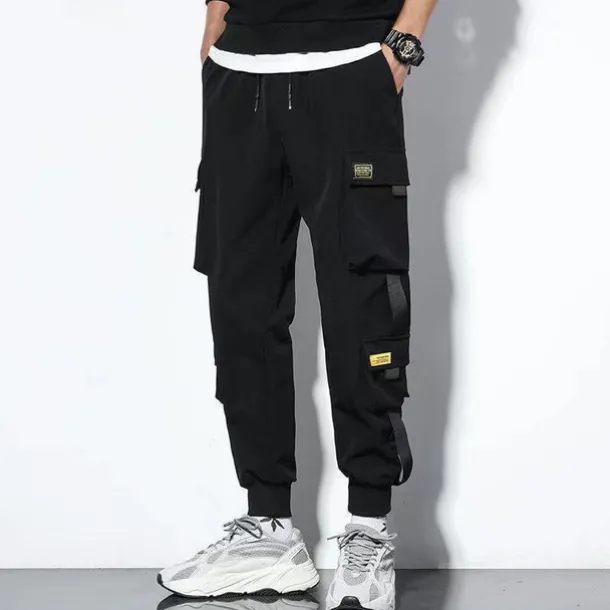 Men's Cargo Pants Cargo Trousers Joggers Trousers Harem Pants Drawstring Elastic Waist Leg Drawstring Plain Full Length Casual Daily Streetwear Hip Hop Black Army Green Micro-elastic