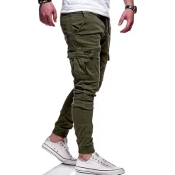 Men's Cargo Pants Cargo Trousers Joggers Trousers Elastic Waist Flap Pocket Solid Color Going out Weekend Streetwear Stylish Black Red
