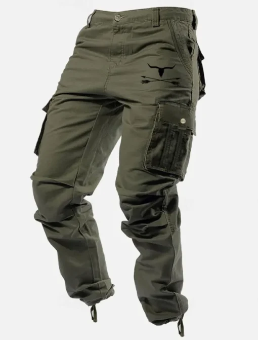 Men's Cargo Pants Cargo Trousers Work Pants Multi Pocket Graphic Cow Outdoor Full Length Outdoor Sports Outdoor Casual Classic Western Cowboy Yellow Army Green Micro-elastic