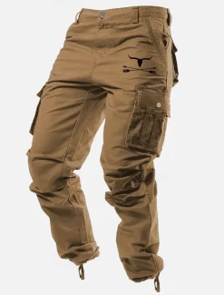 Men's Cargo Pants Cargo Trousers Work Pants Multi Pocket Graphic Cow Outdoor Full Length Outdoor Sports Outdoor Casual Classic Western Cowboy Yellow Army Green Micro-elastic
