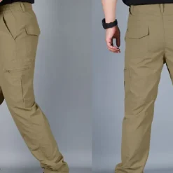 Men's Cargo Pants Cargo Trousers Combat Trousers Tactical Pants Trousers Elastic Waist Multi Pocket Straight Leg Plain Anti-Wear Quick Dry Sports Outdoor Hiking Tactical Black khaki