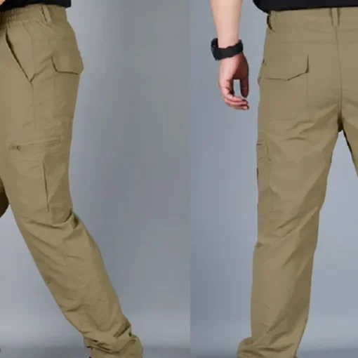 Men's Cargo Pants Cargo Trousers Combat Trousers Tactical Pants Trousers Elastic Waist Multi Pocket Straight Leg Plain Anti-Wear Quick Dry Sports Outdoor Hiking Tactical Black khaki