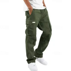 Men's Cargo Pants Cargo Trousers Drawstring Elastic Waist Multi Pocket Plain Wearable Outdoor Daily Camping & Hiking Fashion Classic Lake blue Black