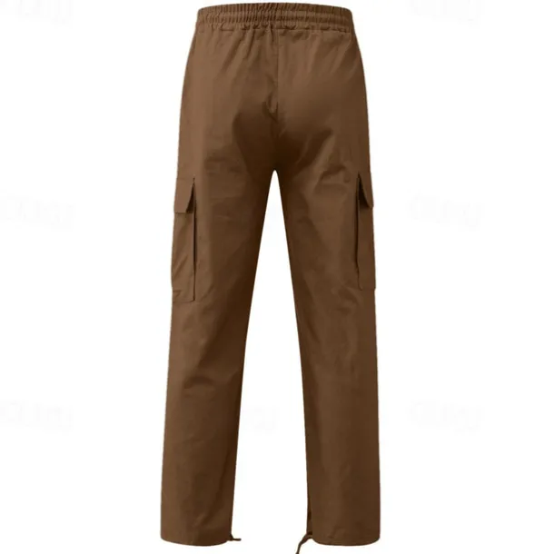 Men's Cargo Pants Cargo Trousers Drawstring Elastic Waist Multi Pocket Plain Wearable Outdoor Daily Camping & Hiking Fashion Classic Lake blue Black