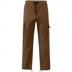 Men's Cargo Pants Cargo Trousers Drawstring Elastic Waist Multi Pocket Plain Wearable Outdoor Daily Camping & Hiking Fashion Classic Lake blue Black