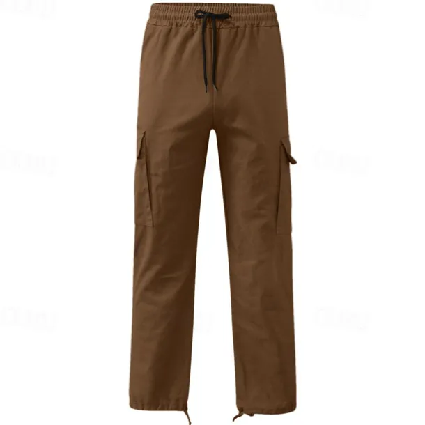 Men's Cargo Pants Cargo Trousers Drawstring Elastic Waist Multi Pocket Plain Wearable Outdoor Daily Camping & Hiking Fashion Classic Lake blue Black