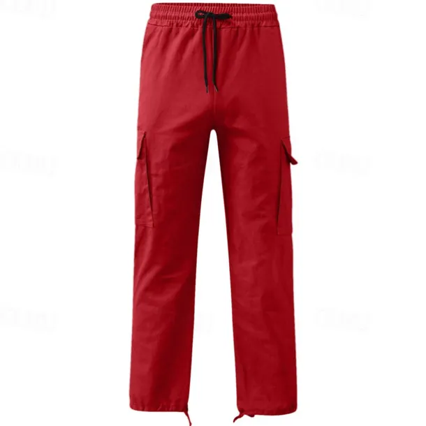 Men's Cargo Pants Cargo Trousers Drawstring Elastic Waist Multi Pocket Plain Wearable Outdoor Daily Camping & Hiking Fashion Classic Lake blue Black