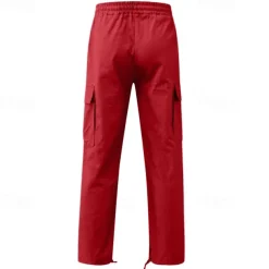 Men's Cargo Pants Cargo Trousers Drawstring Elastic Waist Multi Pocket Plain Wearable Outdoor Daily Camping & Hiking Fashion Classic Lake blue Black