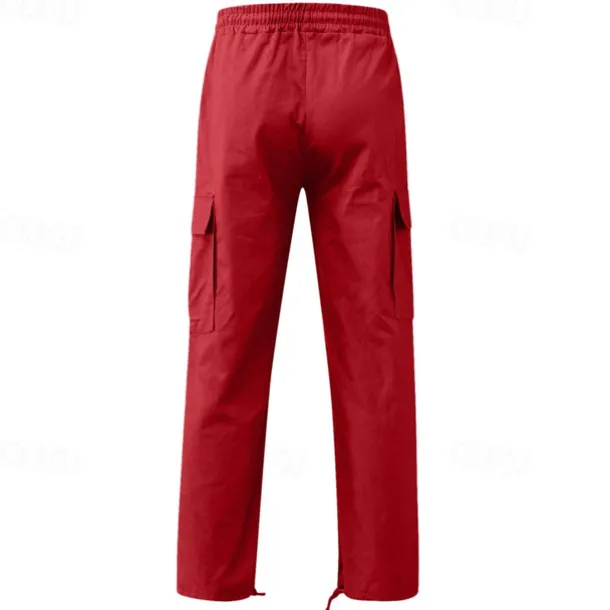 Men's Cargo Pants Cargo Trousers Drawstring Elastic Waist Multi Pocket Plain Wearable Outdoor Daily Camping & Hiking Fashion Classic Lake blue Black