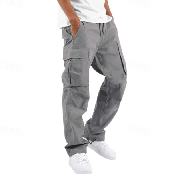 Men's Cargo Pants Cargo Trousers Drawstring Elastic Waist Multi Pocket Plain Wearable Outdoor Daily Camping & Hiking Fashion Classic Lake blue Black