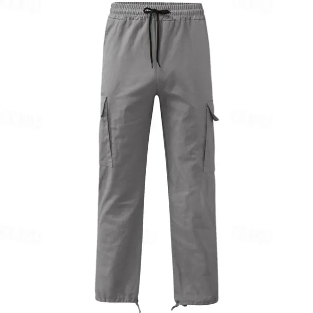 Men's Cargo Pants Cargo Trousers Drawstring Elastic Waist Multi Pocket Plain Wearable Outdoor Daily Camping & Hiking Fashion Classic Lake blue Black