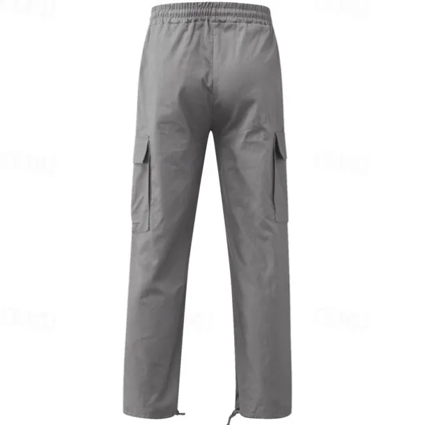 Men's Cargo Pants Cargo Trousers Drawstring Elastic Waist Multi Pocket Plain Wearable Outdoor Daily Camping & Hiking Fashion Classic Lake blue Black
