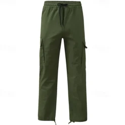 Men's Cargo Pants Cargo Trousers Drawstring Elastic Waist Multi Pocket Plain Wearable Outdoor Daily Camping & Hiking Fashion Classic Lake blue Black