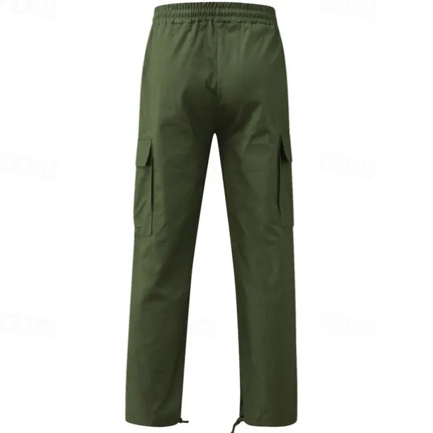 Men's Cargo Pants Cargo Trousers Drawstring Elastic Waist Multi Pocket Plain Wearable Outdoor Daily Camping & Hiking Fashion Classic Lake blue Black