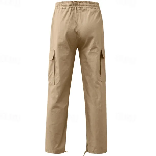 Men's Cargo Pants Cargo Trousers Drawstring Elastic Waist Multi Pocket Plain Wearable Outdoor Daily Camping & Hiking Fashion Classic Lake blue Black