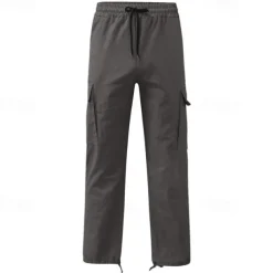 Men's Cargo Pants Cargo Trousers Drawstring Elastic Waist Multi Pocket Plain Wearable Outdoor Daily Camping & Hiking Fashion Classic Lake blue Black