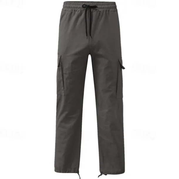 Men's Cargo Pants Cargo Trousers Drawstring Elastic Waist Multi Pocket Plain Wearable Outdoor Daily Camping & Hiking Fashion Classic Lake blue Black