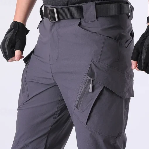 Men's Cargo Pants Cargo Trousers Tactical Pants Trousers Hiking Pants Elastic Waist Multi Pocket Plain Waterproof Quick Dry Full Length Outdoor Casual Camping & Hiking Fashion Streetwear Black Green