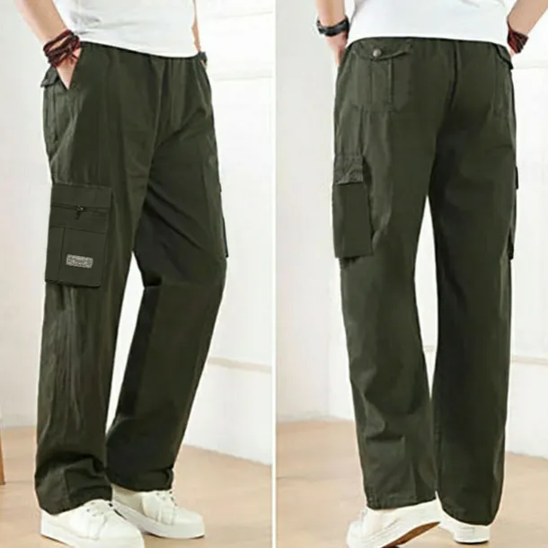 Men's Cargo Pants Cargo Trousers Trousers Work Pants Elastic Waist Multi Pocket Plain Comfort Breathable Casual Daily Streetwear Sports Fashion ArmyGreen Black Micro-elastic