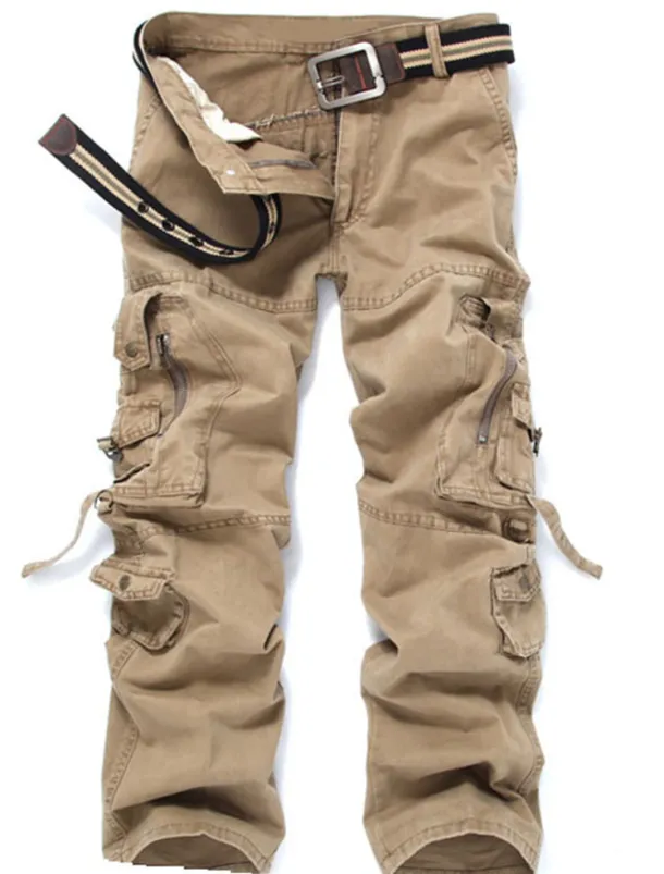 Men's Cargo Pants Cargo Trousers Trousers Multi Pocket Straight Leg Solid Colored Comfort Wearable Outdoor Daily 100% Cotton Sports Stylish ArmyGreen Black