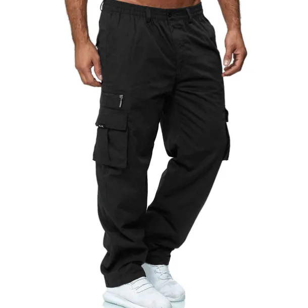 Men's Cargo Pants Cargo Trousers Work Pants Elastic Waist Multi Pocket Straight Leg Plain Work Simple Casual Navy ArmyGreen