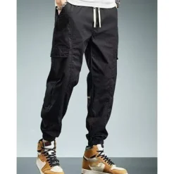 Men's Cargo Pants Cargo Trousers Techwear Pocket Drawstring Elastic Waist Plain Comfort Breathable Outdoor Daily Going out Fashion Casual Black Army Green