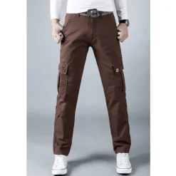 Men's Cargo Pants Combat Trousers 8 Pocket Plain Breathable Lightweight Full Length Casual Daily Trousers ArmyGreen Black Micro-elastic