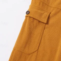 Men's Cargo Pants Corduroy Pants Trousers Casual Pants Pocket Elastic Waist Multi Pocket Plain Comfort Soft Full Length Outdoor Daily Going out Fashion Streetwear Black Brown Micro-elastic