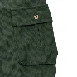 Men's Cargo Pants Corduroy Pants Trousers Baggy Pants Casual Pants Elastic Waist Multi Pocket Straight Leg Plain Comfort Soft Full Length Outdoor Casual Daily Fashion Streetwear Black Blue