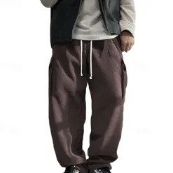 Men's Cargo Pants Corduroy Pants Trousers Straight Leg Sweatpants Elastic Waist Drawstring Multi Pocket Plain Wearable Outdoor Daily Camping & Hiking Fashion Classic Black Army Green