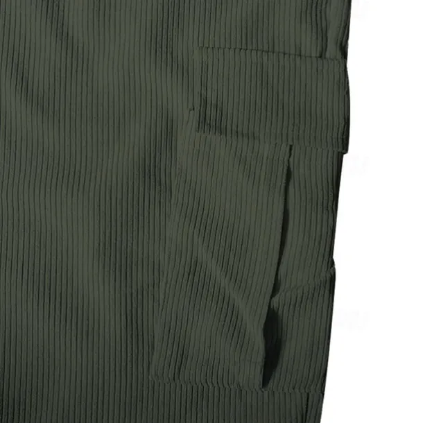 Men's Cargo Pants Corduroy Pants Trousers Straight Leg Sweatpants Elastic Waist Drawstring Multi Pocket Plain Wearable Outdoor Daily Camping & Hiking Fashion Classic Black Army Green
