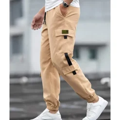 Men's Cargo Pants Joggers Cargo Joggers Trousers Drawstring Elastic Waist Multi Pocket Plain Wearable Outdoor Daily Camping & Hiking Fashion Classic Black Blue