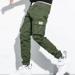 Men's Cargo Pants Joggers Trousers Drawstring Elastic Waist Multi Pocket Plain Wearable Outdoor Daily Camping & Hiking Fashion Classic Black Army Green