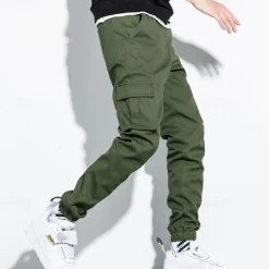 Men's Cargo Pants Joggers Trousers Drawstring Elastic Waist Multi Pocket Plain Wearable Outdoor Daily Camping & Hiking Fashion Classic Black Army Green