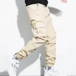 Men's Cargo Pants Joggers Trousers Drawstring Elastic Waist Multi Pocket Plain Wearable Outdoor Daily Camping & Hiking Fashion Classic Black Army Green