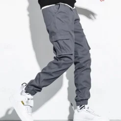 Men's Cargo Pants Joggers Trousers Drawstring Elastic Waist Multi Pocket Plain Wearable Outdoor Daily Camping & Hiking Fashion Classic Black Army Green