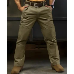 Men's Cargo Pants Tactical Pants Trousers Multi Pocket Plain Comfort Wearable Casual Daily Holiday Sports Basic Black Brown