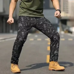 Men's Cargo Pants Tactical Pants Trousers Buttons Multi Pocket Camouflage Wearable Outdoor Daily Camping & Hiking Fashion Classic Black Brown