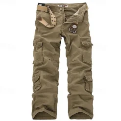 Men's Cargo Pants Tactical Pants Trousers Buttons Multi Pocket Plain Wearable Outdoor Daily Camping & Hiking Fashion Classic Black Army Green