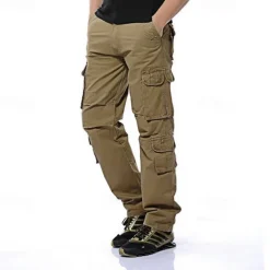 Men's Cargo Pants Tactical Pants Trousers Buttons Multi Pocket Plain Wearable Outdoor Daily Camping & Hiking Fashion Classic Black Army Green