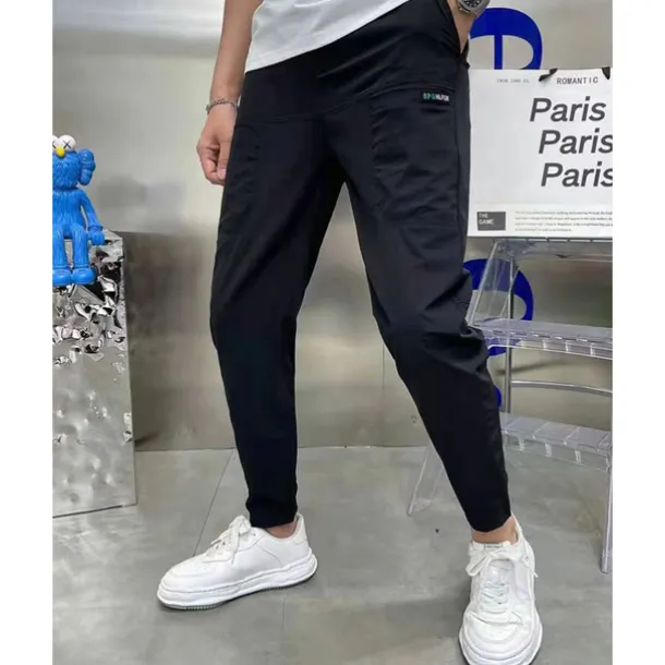 Men's Cargo Pants Tapered pants Trousers Drawstring Elastic Waist Plain Wearable Outdoor Daily Camping & Hiking Fashion Classic Black Khaki