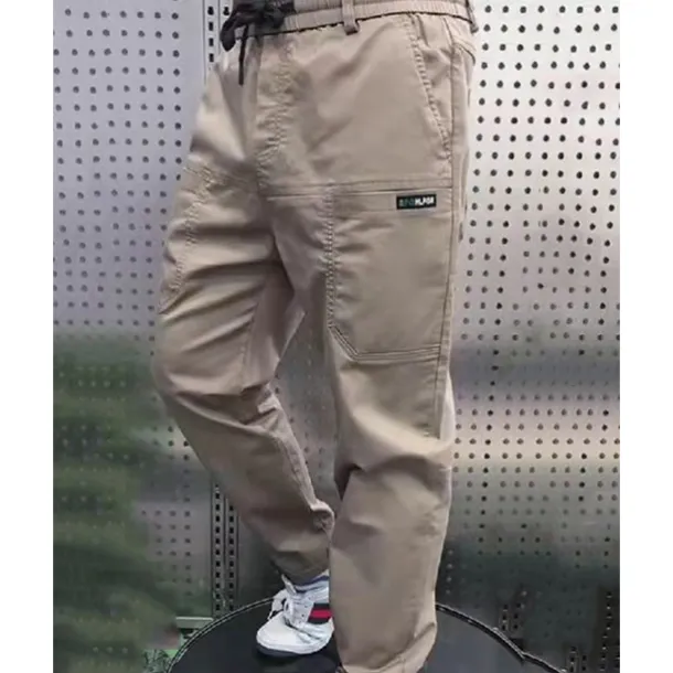 Men's Cargo Pants Tapered pants Trousers Drawstring Elastic Waist Plain Wearable Outdoor Daily Camping & Hiking Fashion Classic Black Khaki