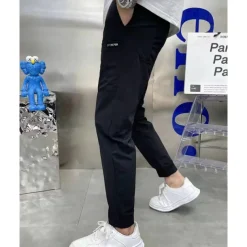 Men's Cargo Pants Tapered pants Trousers Drawstring Elastic Waist Plain Wearable Outdoor Daily Camping & Hiking Fashion Classic Black Khaki