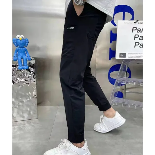 Men's Cargo Pants Tapered pants Trousers Drawstring Elastic Waist Plain Wearable Outdoor Daily Camping & Hiking Fashion Classic Black Khaki