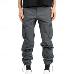 Men's Cargo Pants Trousers Elastic Waist Multi Pocket Plain Wearable Outdoor Daily Camping & Hiking Fashion Classic Black Army Green