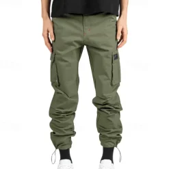 Men's Cargo Pants Trousers Elastic Waist Multi Pocket Plain Wearable Outdoor Daily Camping & Hiking Fashion Classic Black Army Green