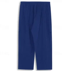 Men's Cargo Pants Trousers Summer Pants Beach Pants Drawstring Elastic Waist Multi Pocket Plain Comfort Breathable Outdoor Daily Going out Fashion Casual Black White