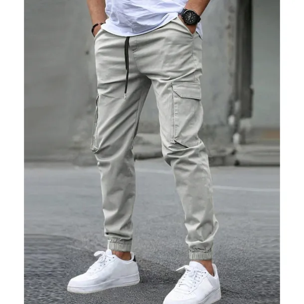 Men's Cargo Pants Trousers Elastic Waist Multi Pocket Plain Wearable Outdoor Daily Casual Dark Brown Black