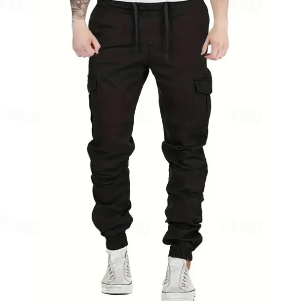 Men's Cargo Pants Trousers Drawstring Elastic Waist Multi Pocket Plain Wearable Outdoor Daily Camping & Hiking Fashion Classic Black Yellow